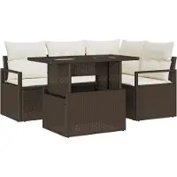 vidaXL Tuinbank Set 5 st 4-Aantal zitplaatsen Bruin en Crème