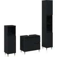 vidaXL Badkamermeubel Set 3 st Zwart Eiken 30 x 30 x 190 cm