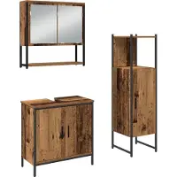 vidaXL Badkamermeubel Set 3 st Bruin 33 x 33 x 113,5 cm Bewerkt hout