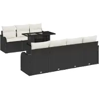 vidaXL Tuinbank Set 8 st 7-Aantal zitplaatsen Zwart Poly Riet