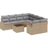 vidaXL Bankstel 9 st 8-Aantal zitplaatsen Beige en Grijs poly rattan