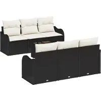 vidaXL Tuinbank Set 7 st 6-Aantal zitplaatsen Zwart en Crème