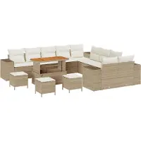 vidaXL Tuinbank Set 14 st Beige en Crème poly rattan