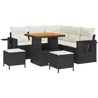 vidaXL Tuinbank Set 9 st 6-Aantal zitplaatsen Zwart en Crème