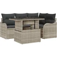 vidaXL Tuinbank Set 5 st Lichtgrijs Poly Riet