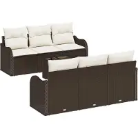 vidaXL Tuinbank Set 7 st 6-Aantal zitplaatsen Bruin en Crème