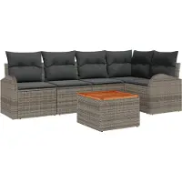 vidaXL Tuinbank Set 6 st Grijs poly rattan