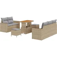 vidaXL Tuinbank Set 8 st 5-Aantal zitplaatsen Beige en Lichtgrijs