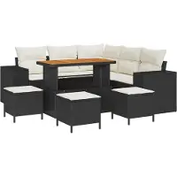 vidaXL Tuinbank Set 9 st 8-Aantal zitplaatsen Zwart en Crème