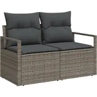 vidaXL Tuinbank Set 7 st Grijs Poly rattan
