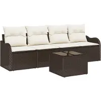 vidaXL Tuinbank Set 5 st 4-Aantal zitplaatsen Bruin en Crème