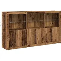 vidaXL LED Dressoir Oudhout 181,5 x 37 x 100 cm Bewerkt hout