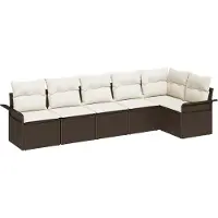 vidaXL Tuinbank Set 6 st Bruin poly rattan