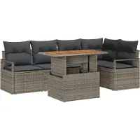 vidaXL Tuinbank Set 6 st Grijs Poly rattan