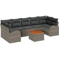 vidaXL Tuinbank Set 8 st Grijs poly rattan