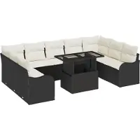 vidaXL Tuinbank Set 10 st 9-Aantal zitplaatsen Zwart Poly Riet