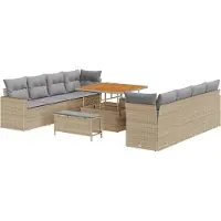 vidaXL Tuinbank Set 12 st 12-Aantal zitplaatsen Beige en Lichtgrijs