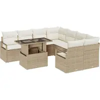 vidaXL Tuinbank Set 9 st 8-Aantal zitplaatsen Beige en Crème