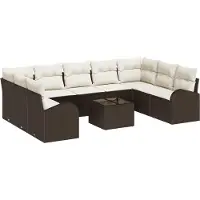 vidaXL Tuinbank Set 10 st Bruin en wit poly rattan