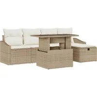 vidaXL Tuinbank Set 6 st poly rattan