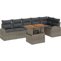 vidaXL Tuinbank Set 7 st Grijs Poly rattan