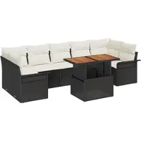 vidaXL Tuinbank Set 8 st Zwart Poly rattan
