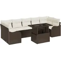 vidaXL Tuinbank Set 8 st 7-Aantal zitplaatsen Bruin Poly Riet