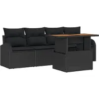 vidaXL Tuinset, 5-delig, zwart, polyrotan