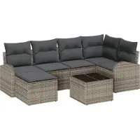 vidaXL Bankstel 7 st Grijs poly rattan