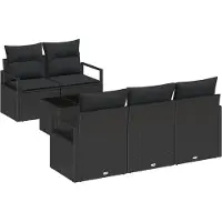 vidaXL Tuinbank Set 6 st 5-Aantal zitplaatsen Zwart poly rattan