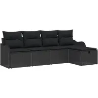 vidaXL Tuinbank Set 5 st 4-Aantal zitplaatsen Zwart poly rattan