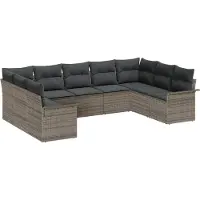 vidaXL Tuinbank Set 9 st Grijs poly rattan