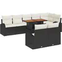 vidaXL Tuinbank Set 9 st Zwart Poly rattan