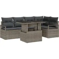 vidaXL Tuinbank Set 6 st Grijs Poly rattan