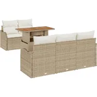vidaXL Tuinbank Set 6 st Beige en Crème poly rattan