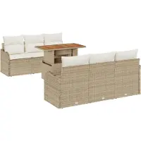 vidaXL Tuinbank Set 7 st Beige en Crème poly rattan