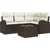 vidaXL Tuinbank Set 5 st Bruin en wit poly rattan