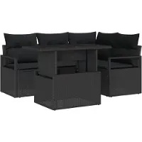 vidaXL Tuinbank Set 5 st 4-Aantal zitplaatsen Zwart Poly rattan