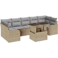 vidaXL Tuinbank Set 8 st 7-Aantal zitplaatsen Beige Poly Riet