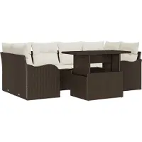 vidaXL Tuinbank Set 7 st Bruin en Crème poly rattan