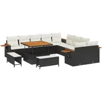 vidaXL Tuinbank Set 17 st 12-Aantal zitplaatsen Zwart en Crème
