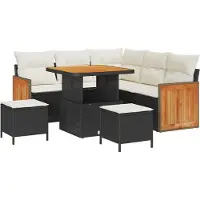 vidaXL Tuinbank Set 9 st 6-Aantal zitplaatsen Zwart en Crème