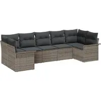 vidaXL Tuinbank Set 7 st Grijs Poly rattan