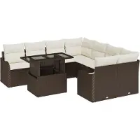 vidaXL Tuinbank Set 9 st 8-Aantal zitplaatsen Bruin Polyrattan