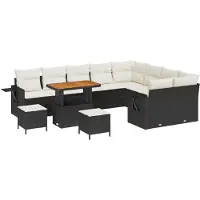 vidaXL Tuinbank Set 12 st 11-Aantal zitplaatsen Zwart en Crème