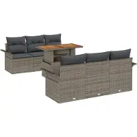 vidaXL Tuinbank Set 7 st Grijs Poly rattan