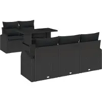 vidaXL Tuinbank Set 6 st Zwart Poly Riet
