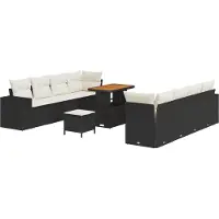 vidaXL Tuinbank Set Zwart en Crème poly rattan