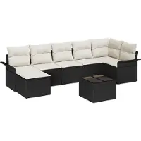 vidaXL Tuinset met 8 zitplaatsen, zwart, van polyrotan
