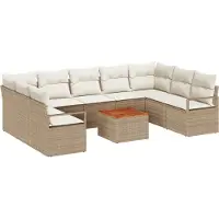 vidaXL Tuinbank Set 10 st Beige poly rattan